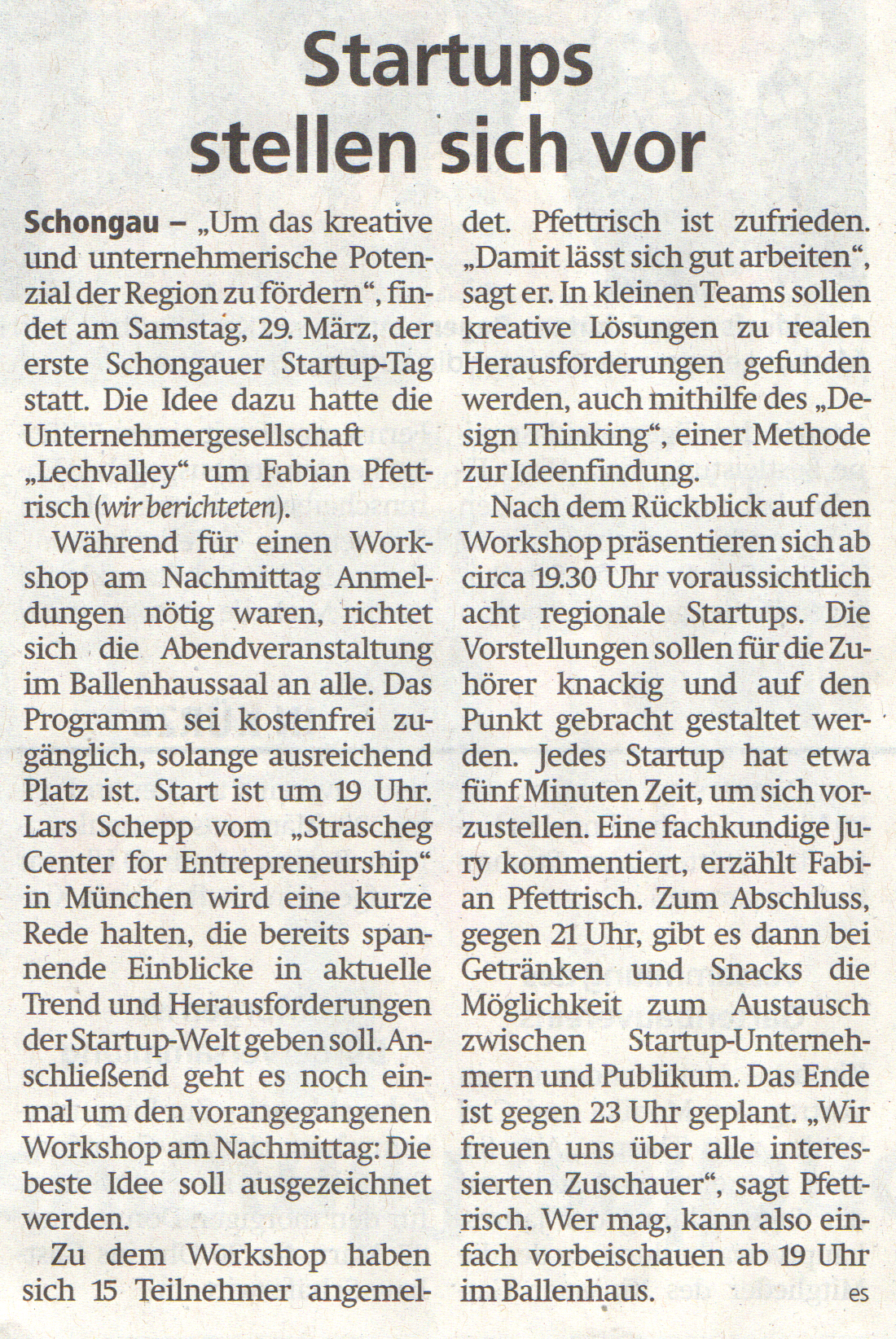 Artikel Schongauer Nachrichten März 25